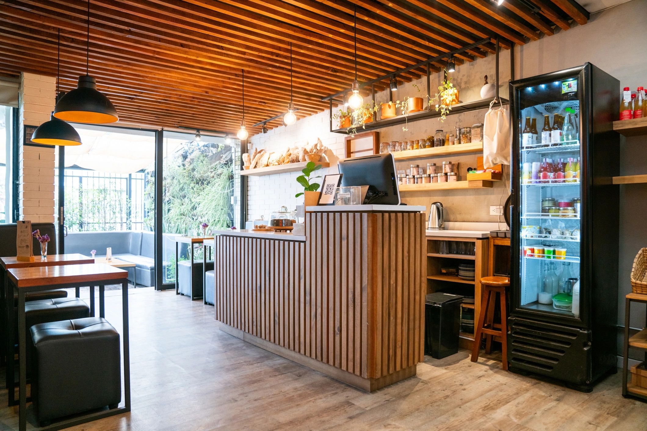 Store interior seating area
